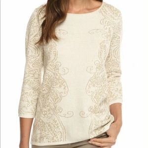 NEW Ruby Rd Paisley sweater metallic petite small